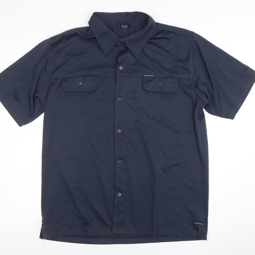 Billabong Mens Navy Blue Short Sleeve Button-Up Shirt Size L