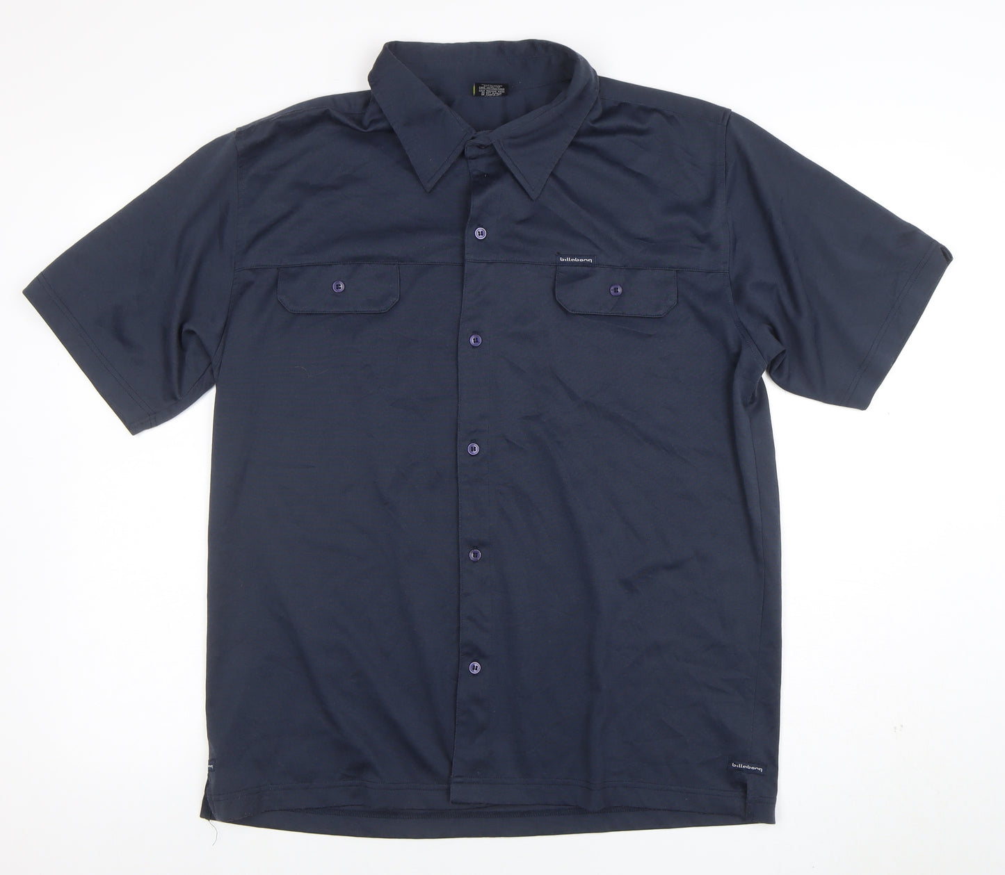 Billabong Mens Navy Blue Short Sleeve Button-Up Shirt Size L