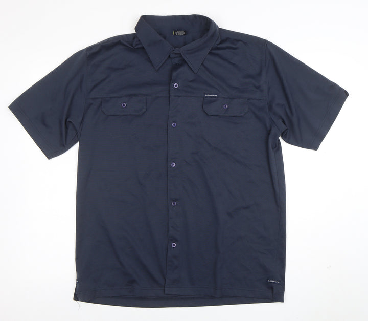 Billabong Mens Navy Blue Short Sleeve Button-Up Shirt Size L