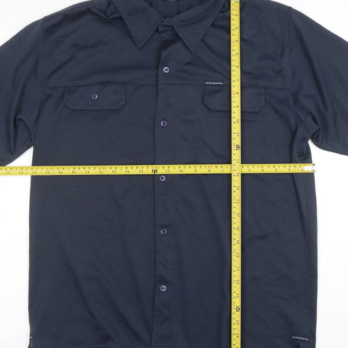 Billabong Mens Navy Blue Short Sleeve Button-Up Shirt Size L