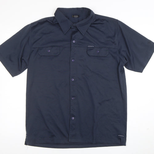 Billabong Mens Navy Blue Short Sleeve Button-Up Shirt Size L