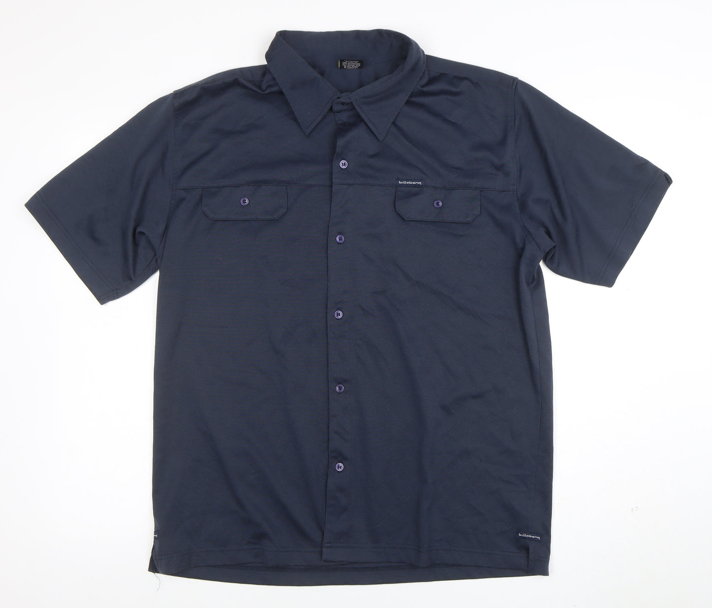 Billabong Mens Navy Blue Short Sleeve Button-Up Shirt Size L