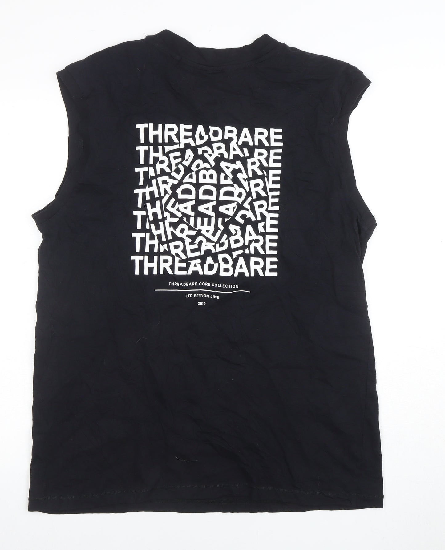 Threadbare Men's Black Sleeveless V-Neck Graphic Cotton T-Shirt M