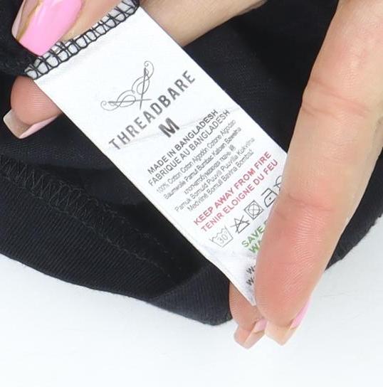 Threadbare Men's Black Sleeveless V-Neck Graphic Cotton T-Shirt M