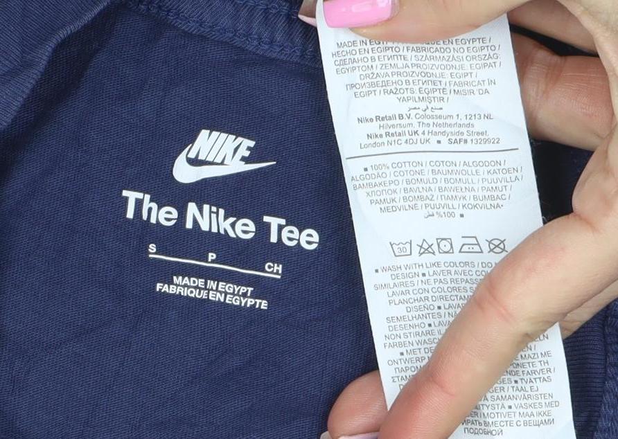 Nike Men's Navy Blue Crew Neck Short Sleeve Cotton T-Shirt S