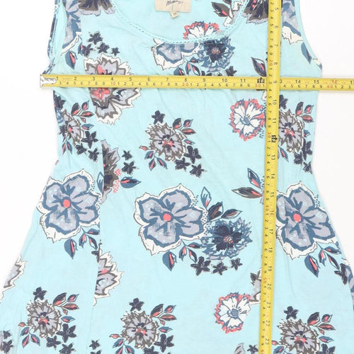 Mantaray Women's Blue Floral 100% Cotton Tank Top Size 10