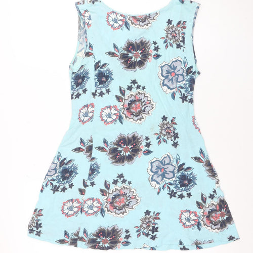 Mantaray Women's Blue Floral 100% Cotton Tank Top Size 10