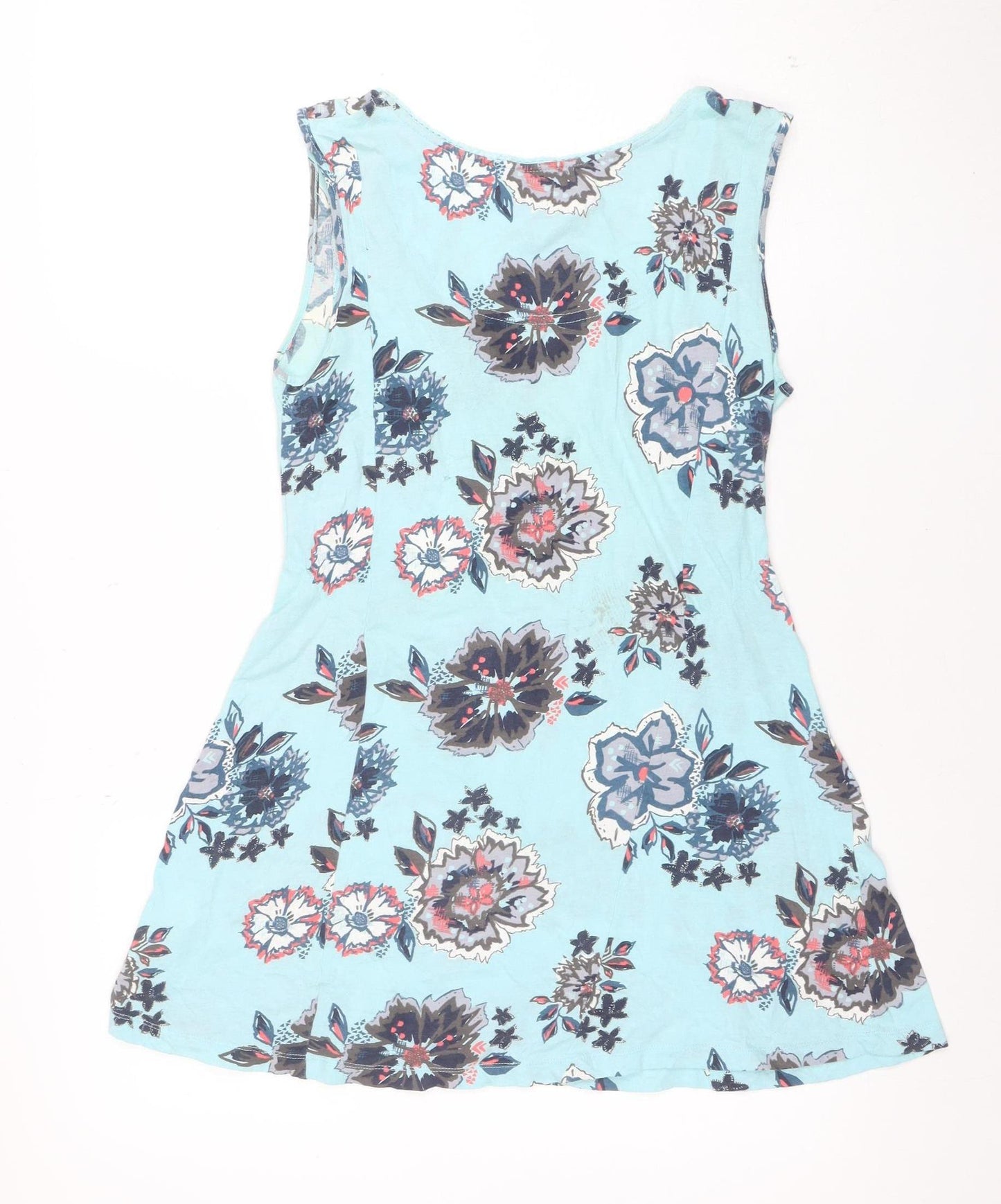 Mantaray Women's Blue Floral 100% Cotton Tank Top Size 10