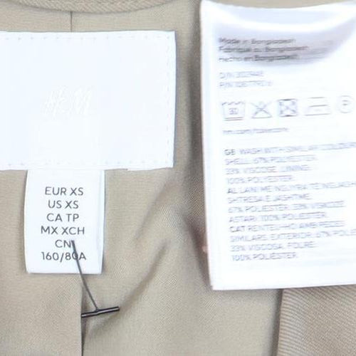 H&M Women Beige Single-Breasted Blazer XS Regular Fit Suit Jacket