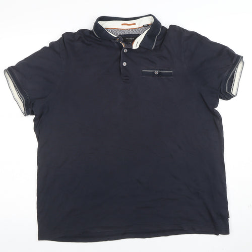 Ted Baker Men's Blue Short Sleeve Cotton Polo Shirt Size S