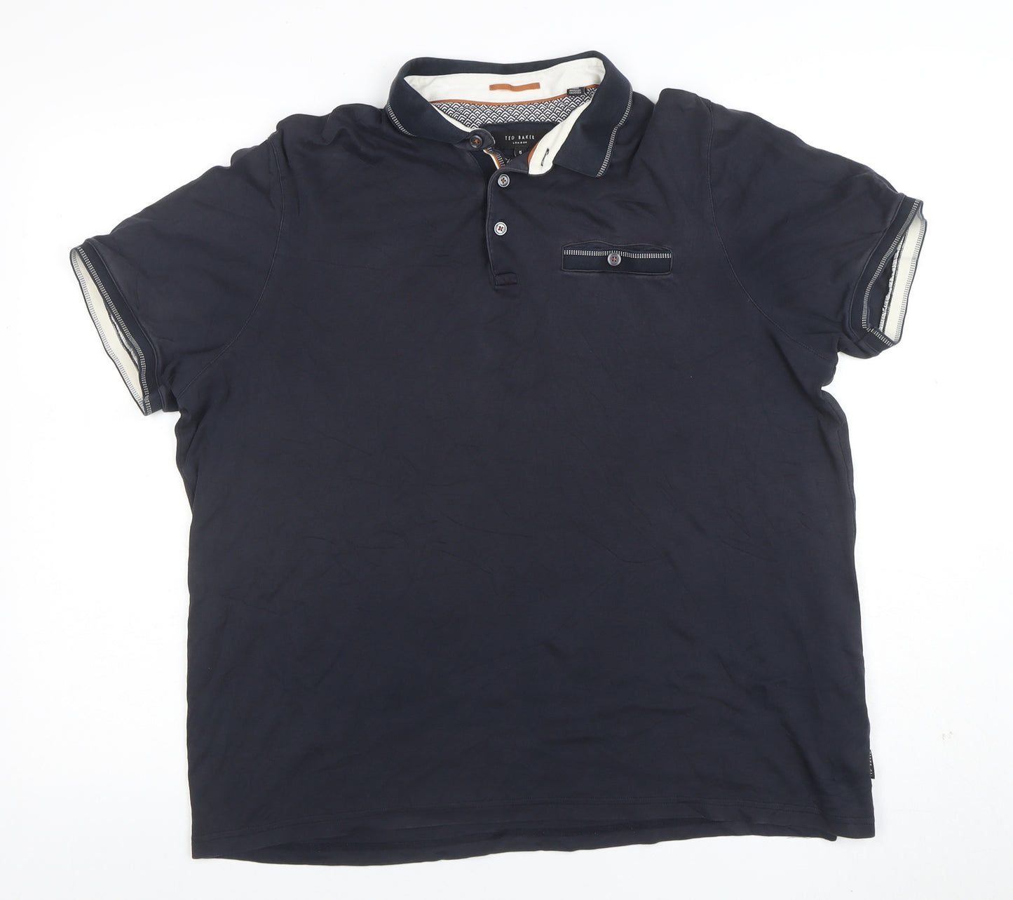Ted Baker Men's Blue Short Sleeve Cotton Polo Shirt Size S