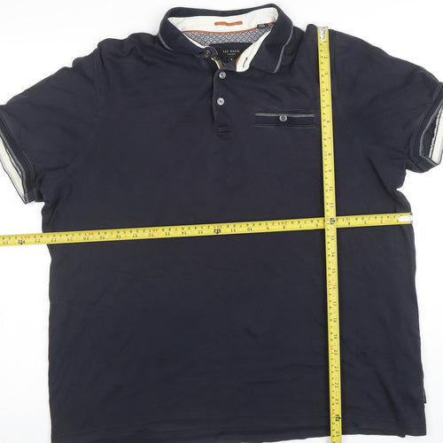 Ted Baker Men's Blue Short Sleeve Cotton Polo Shirt Size S