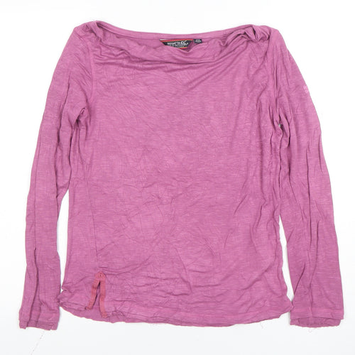 Regatta Womens Pink Long Sleeve Boat Neck Viscose T-Shirt Size 14
