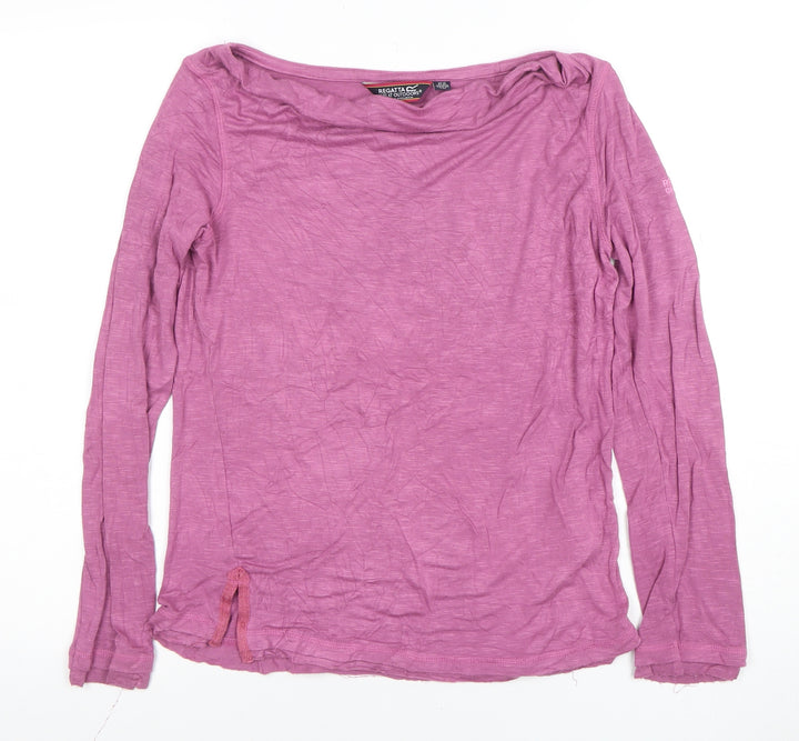 Regatta Womens Pink Long Sleeve Boat Neck Viscose T-Shirt Size 14