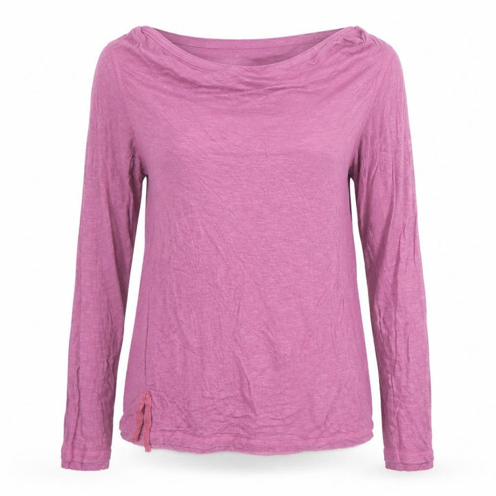 Front view of Regatta women’s pink long sleeve boat neck viscose t-shirt, size UK 14