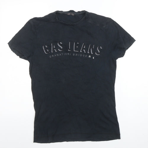 GAS Womens Black Cotton Short Sleeve Crew Neck T-Shirt S
