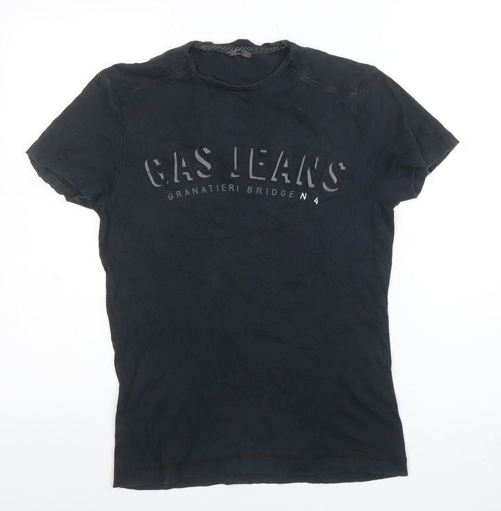 GAS Womens Black Cotton Short Sleeve Crew Neck T-Shirt S