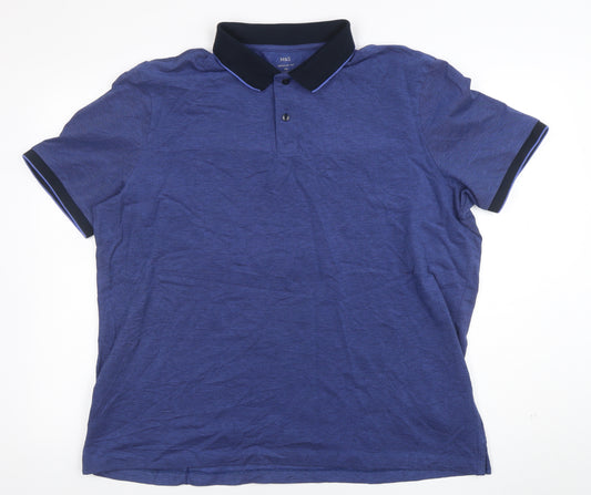 Marks and Spencer Men’s Blue 2XL Regular Fit Cotton Polo Shirt