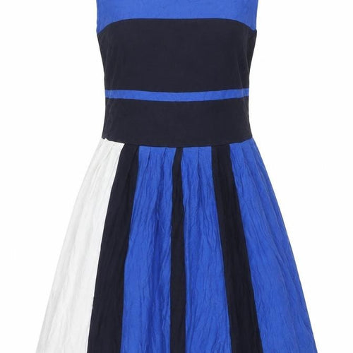 French Connection Women's Blue Fit & Flare Colourblock Dress Size 10