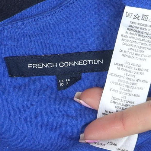 French Connection Women's Blue Fit & Flare Colourblock Dress Size 10