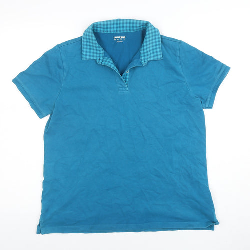 Lands' End Men's Blue Short Sleeve Polo Shirt Size M