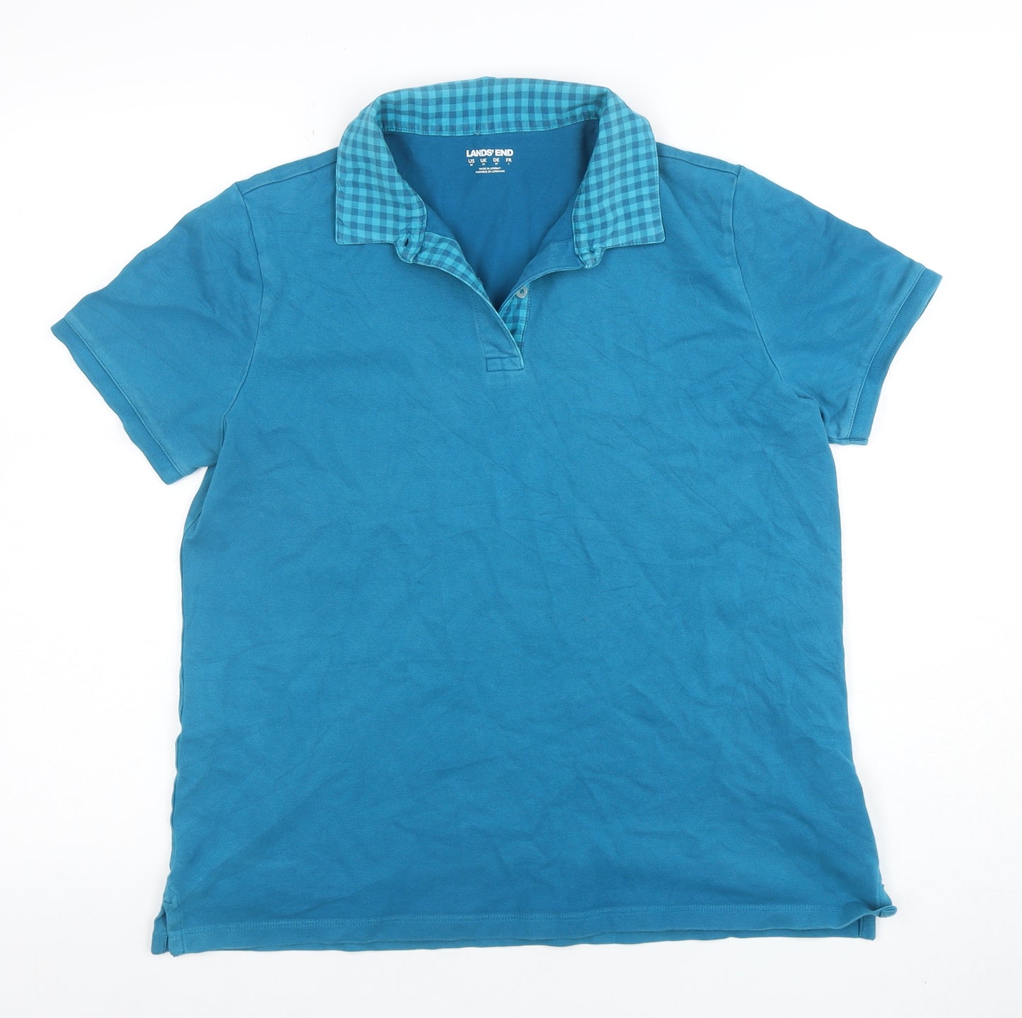 Lands' End Men's Blue Short Sleeve Polo Shirt Size M