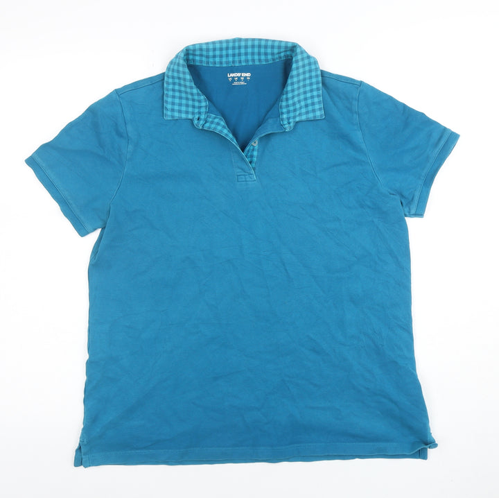 Lands' End Men's Blue Short Sleeve Polo Shirt Size M