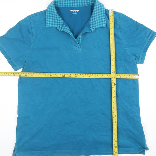 Lands' End Men's Blue Short Sleeve Polo Shirt Size M