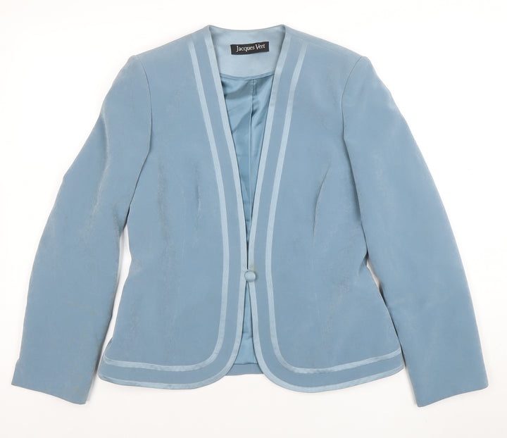 Jacques Vert Women Blue Shawl Collar Blazer Jacket Size 10