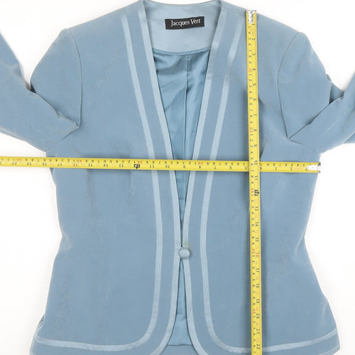 Jacques Vert Women Blue Shawl Collar Blazer Jacket Size 10