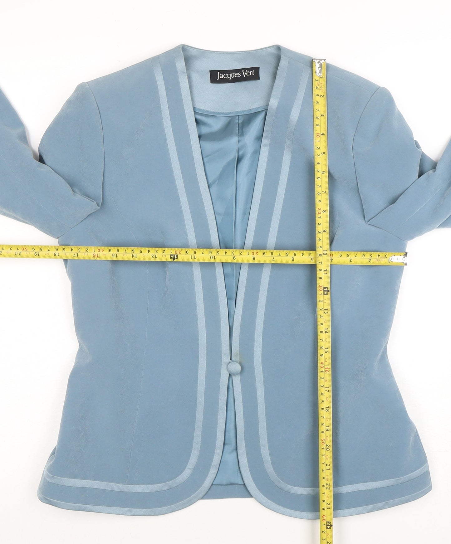 Jacques Vert Women Blue Shawl Collar Blazer Jacket Size 10