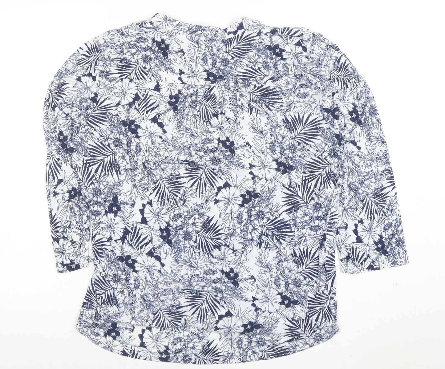 Autonomy Women’s Blue Floral 3/4 Sleeve Tunic Blouse Size L