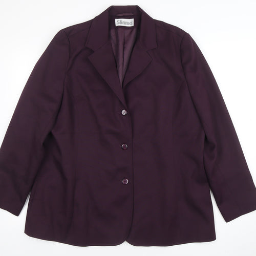 Slimma Women's Purple Size 20 Classic Lined Two-Button Blazer