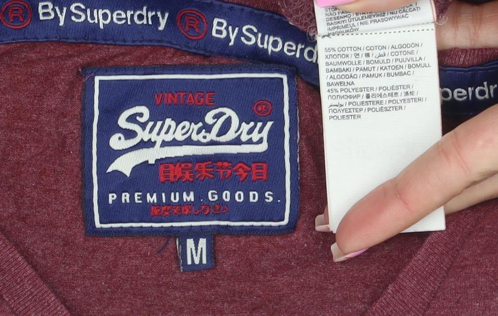 Superdry Womens Red Sequin Team 65 Slim Fit T-Shirt Size M