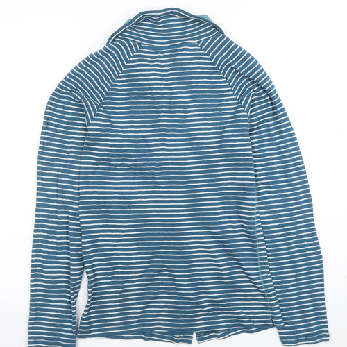 White Stuff Women Blue Striped Cotton Collared Button-Up Shirt Size 12