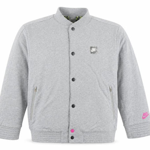 Nike Girls Grey Bomber Jacket Lined Cotton Blend Size 12-13 Years