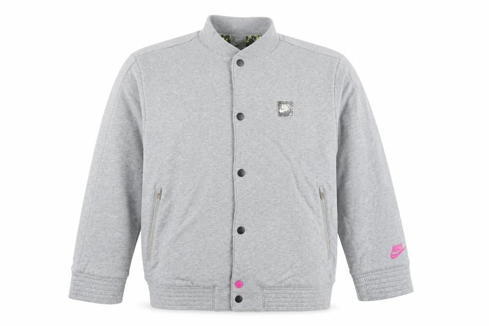 Nike Girls Grey Bomber Jacket Lined Cotton Blend Size 12-13 Years