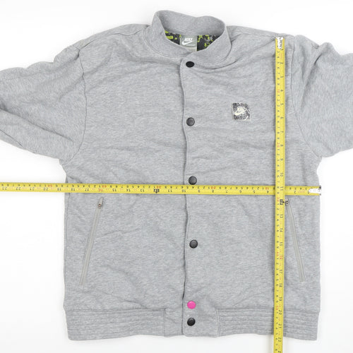 Nike Girls Grey Bomber Jacket Lined Cotton Blend Size 12-13 Years