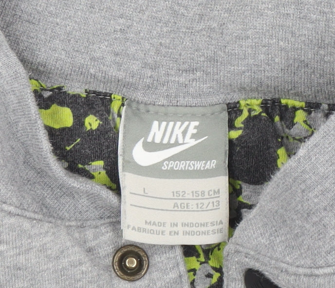 Nike Girls Grey Bomber Jacket Lined Cotton Blend Size 12-13 Years