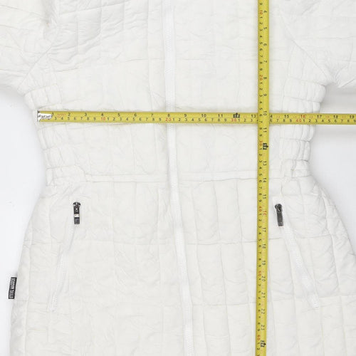 Steve Madden Women White Quilted Hooded Puffer Jacket Size M