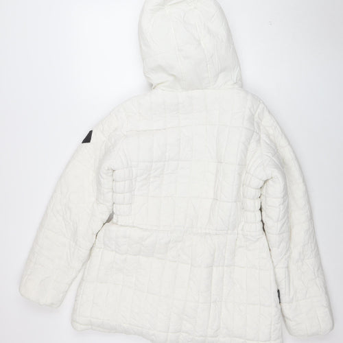 Steve Madden Women White Quilted Hooded Puffer Jacket Size M