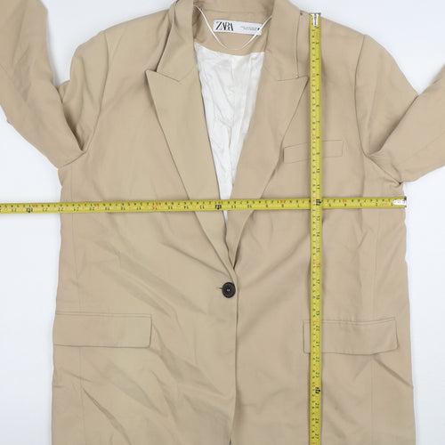 Zara Women Beige XL Single-Breasted Blazer Jacket