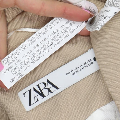 Zara Women Beige XL Single-Breasted Blazer Jacket