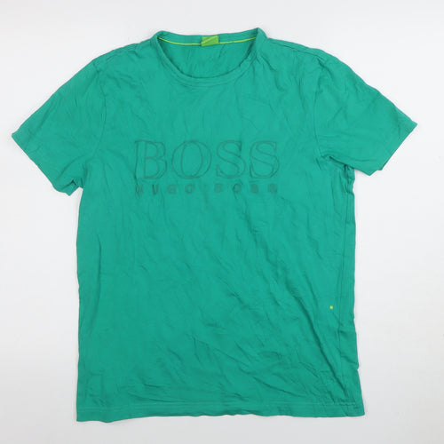 Hugo Boss Men's Green Regular Fit Cotton Crew Neck T-Shirt M