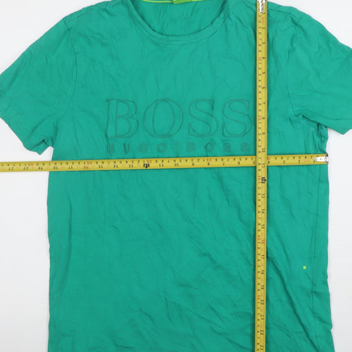 Hugo Boss Men's Green Regular Fit Cotton Crew Neck T-Shirt M
