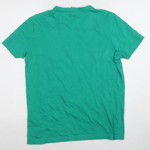 Hugo Boss Men's Green Regular Fit Cotton Crew Neck T-Shirt M