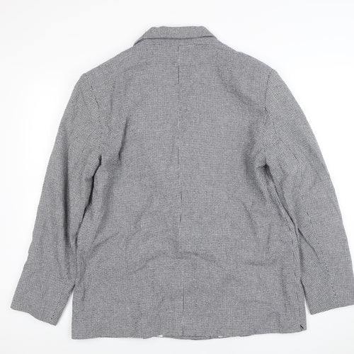 Zara Women Grey Houndstooth Double-Breasted Blazer Size 14