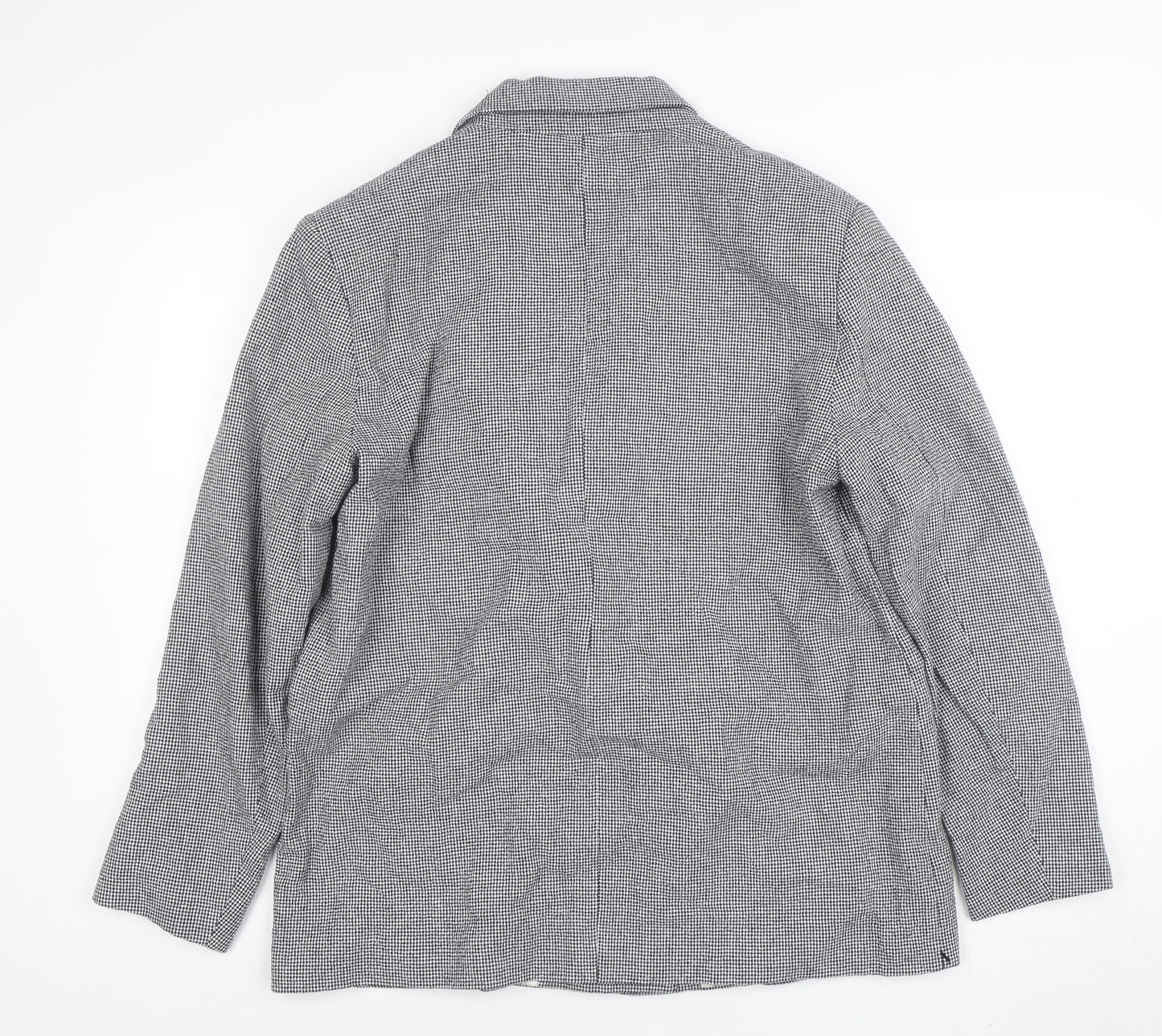 Zara Women Grey Houndstooth Double-Breasted Blazer Size 14