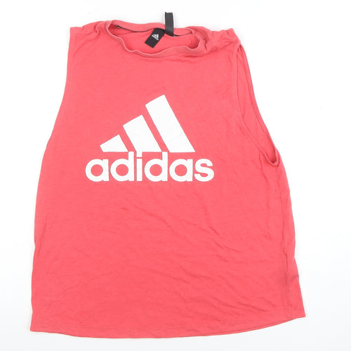 Adidas Womens Pink Sleeveless Logo Tank Top Size M