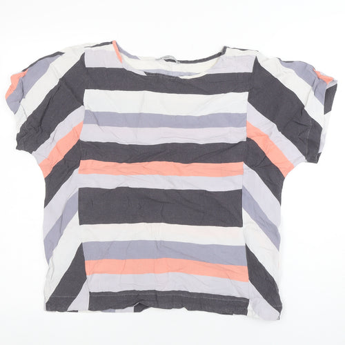 Oliver Bonas Women's Multicoloured Striped Viscose Blouse Size 10